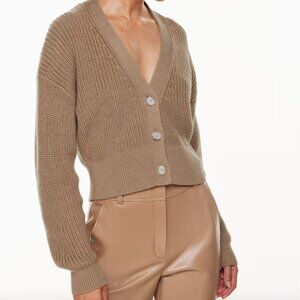 Aritizia Babaton Merino Wool V-neck Cardigan - Size XS, Heather Gold Camel